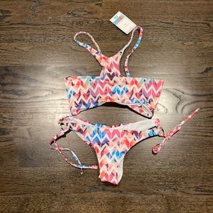 Multicolored halter bikini. New with tags.